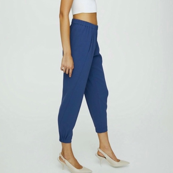 SOLD - Aritzia Babaton Dexter Pull-On Tuxedo Dress Pants Blue Size Medium - Picture 2 of 14